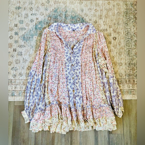 Free people floral patchwork ruffle tunic - Picture 3 of 6